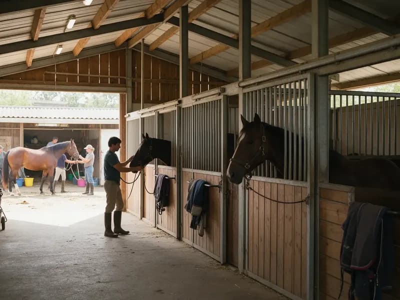 Corredor de baias em um haras